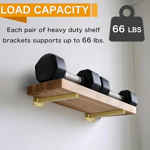 6 Pcs Gold Shelf Bracket Heavy Duty Industrial Wall Mounting