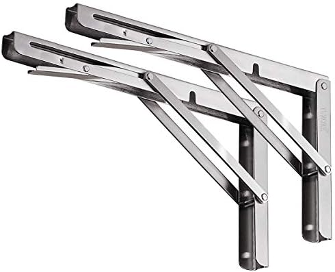 YUMORE 14 Inch Heavy Duty Stainless Steel Folding Shelf Bracket