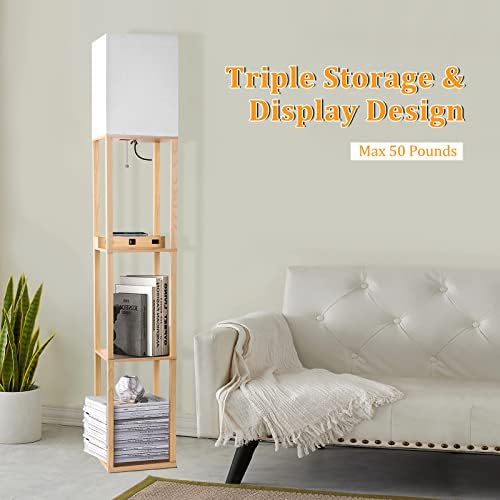 Dott Arts Floor Lamp with Shelves and Wireless Charging