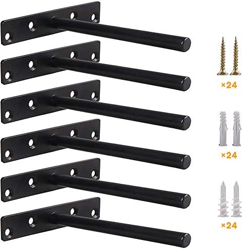 Heavy Duty Floating Shelf Bracket Set of 6 - Solid Steel