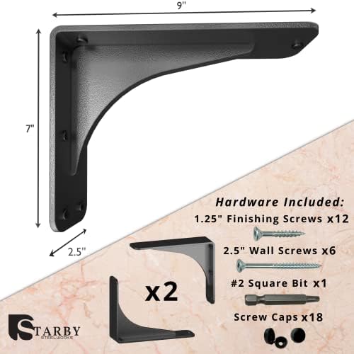 Starby Gladiator Series 500 Lb Low Profile Granite Shelf Brackets 2 Pack