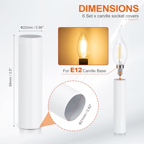 PATIKIL 35 Inch Tall Candle Covers Sleeves 6Pcs Metal E12 Chandelier Socket