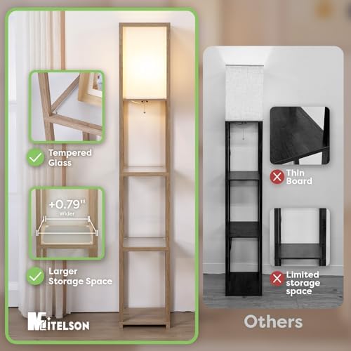 MITELSON Floor Lamp with Shelves and LED Light