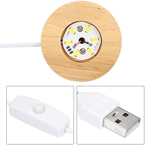 PATIKIL Wooden LED Light Base Stand with USB Power
