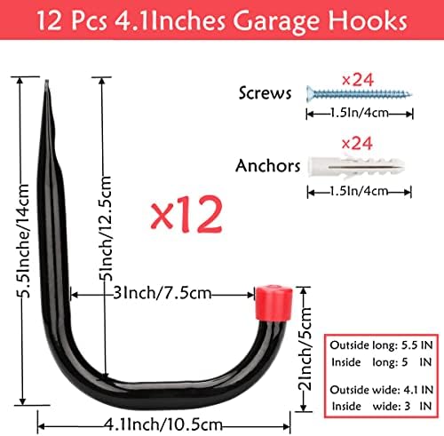 12 Pack Garage Storage J Hooks Heavy Duty Wall Mount