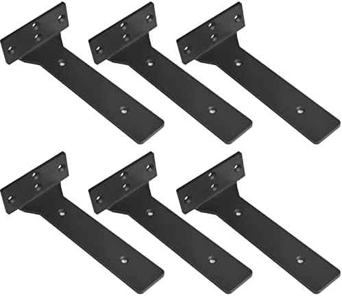 Foozet Floating Shelf Brackets 10 Inch Black Heavy Duty L Brackets 6 Pack