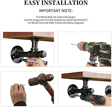 67 Inch Industrial Pipe Shelf Bracket 6 Pack