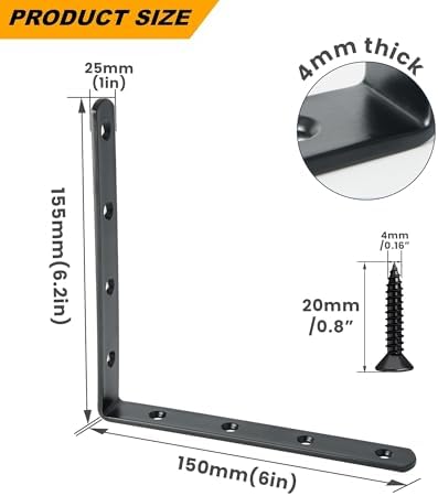 Alise 4 PCS Heavy Duty L Brackets for Shelves