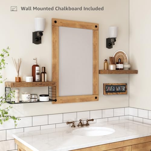 QEEIG Bathroom Shelves Over Toilet - 21 Set 16 Inch Rustic Brown