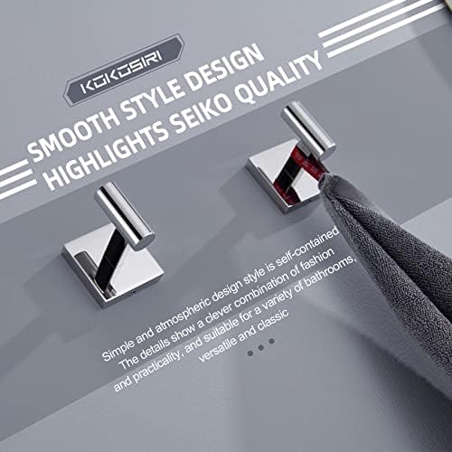 KOKOSIRI 12-Inch Floating Glass Shelf with Towel Hooks 2 Pack