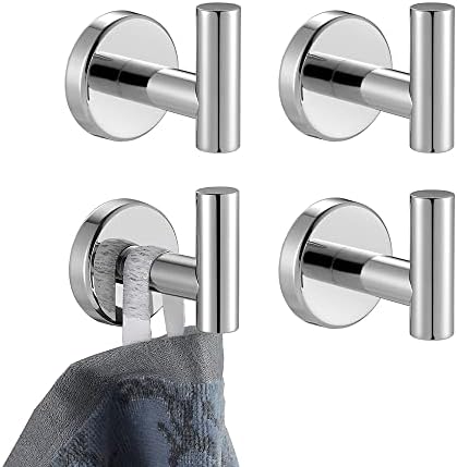 JQK Chrome Bathroom Towel Hook Pack of 4