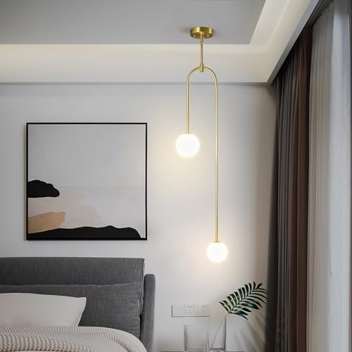 Modern Milk Glass Pendant Light 2 Pack Gold Chandelier