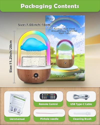 Weljoy Rainbow Rain Cloud Lamp with Water Sounds and Aromatherapy