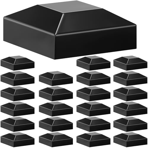 Dunzy 24 Pcs Aluminum Fence Post Caps Black 2x2 Inch Covers