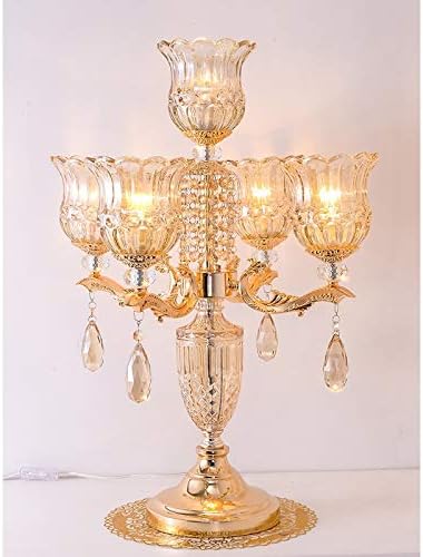 Elegant LED Desk Lamp with Crystal Shade and Pendant