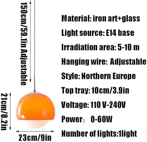 Telescope Pendant Lamp with E14 Base French Glass Elegance