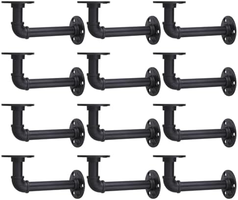 MUZIK Shelf Brackets 12 Pack Heavy Duty Industrial Pipe Floating Wall Mount