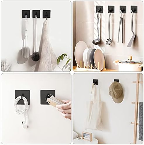 VISV Adhesive Towel Hooks 4 Pcs Black Matte