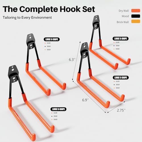 Wallavant Garage Hooks Heavy Duty 6 Pack