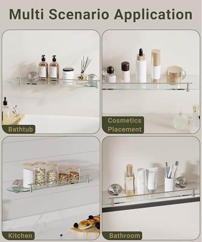 Wzkaly 20 Inch Glass Floating Shelf for Bathroom
