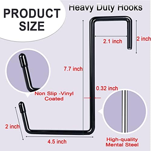 DINGEE Large Heavy Duty Vinyl Coated Hooks 4 Pack Black