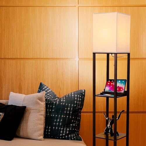 Brightech Maxwell Charger Modern Floor Lamp with USB and Outlet