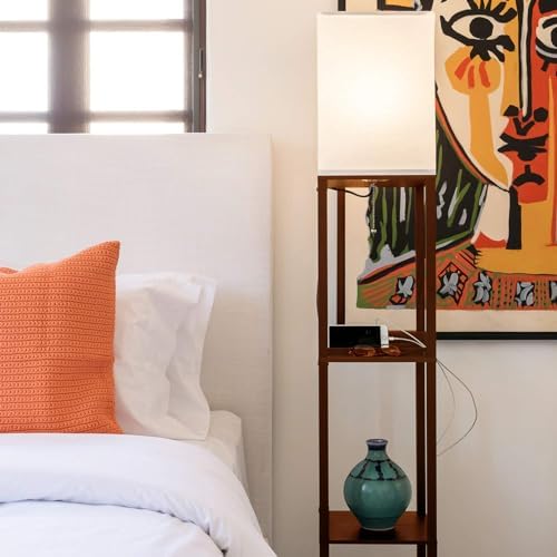 Brightech Maxwell Charger Modern Floor Lamp with USB and Outlet
