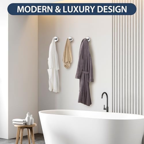 Suction Cup Hooks 2Pcs Chrome Bathroom Towel Robe Hooks