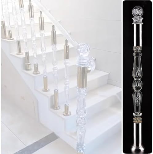 Round Newel Post Crystal Cap Finial with Metal Base