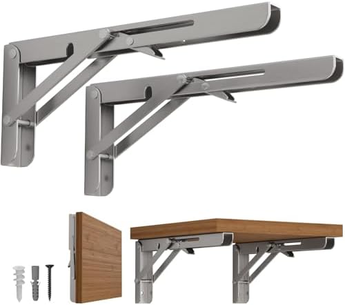 LEOPO 12 Inch Folding Shelf Brackets 2 Pack
