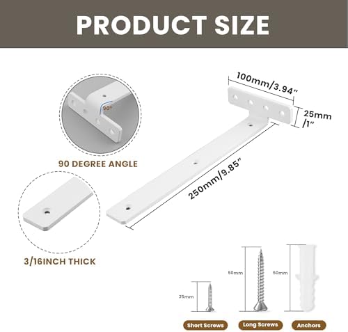 Alise 10 Inch Heavy Duty L Shelf Brackets Pack of 4