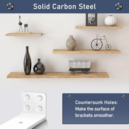 MLOQI 4 Pack Heavy Duty Floating Shelf Brackets with 5mm Thickness