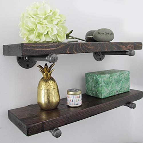 Industrial Black Iron Pipe Shelf Brackets for Floating Shelves 12 4 6