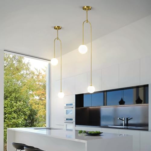 Modern Milk Glass Pendant Light 2 Pack Gold Chandelier
