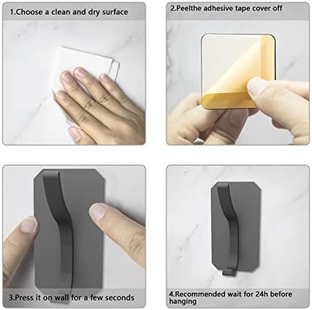 PMMASTO Self-Adhesive Towel Hooks - Heavy Duty Black K Shape 6PC