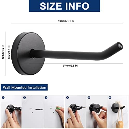 NearMoon Coat Hooks 6 Pack Matte Black 4 Inch Heavy Duty