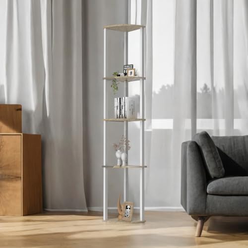 Lightdot 64 Inch Floor Lamp with Shelves - White