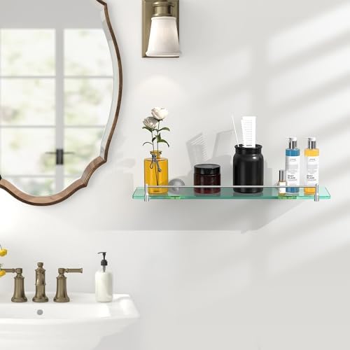 20 Inches Glass Shelves for Bathroom Modern Wall Mount