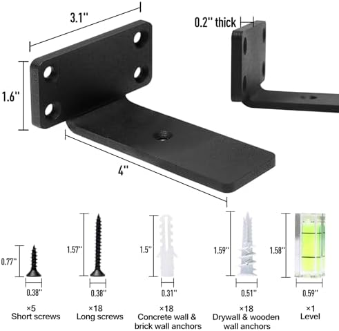 HITOMEN Heavy Duty Floating Shelf Brackets 4 Pack