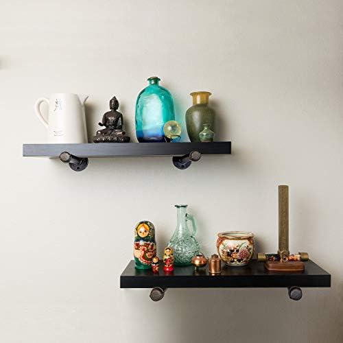 Industrial Black Iron Pipe Shelf Brackets for Floating Shelves 12 4 6