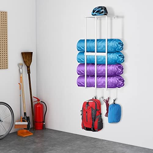 Camping Chair Wall Storage Rack with 4 Hooks and Floating Shelf