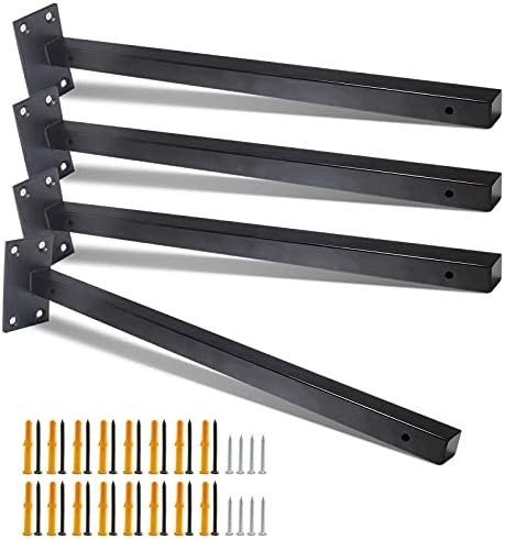 4 Pcs 16 Inch Floating Shelf Brackets Heavy Duty Stainless Steel Black