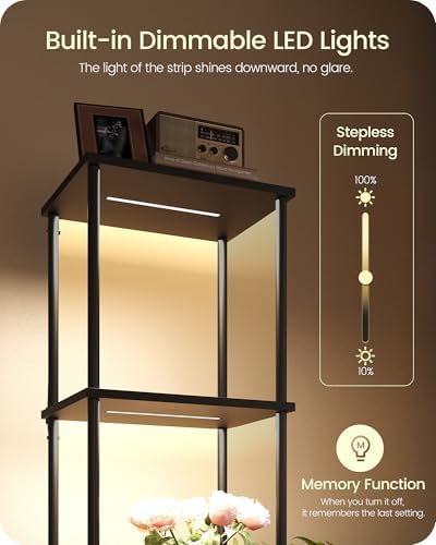 GOEBLESON 5-Tier Display Shelf with Light Floor Lamp