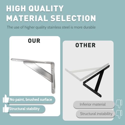 Heavy Duty L Shelf Bracket 2 Pack - 6 Inch Invisible Mounting Hardware