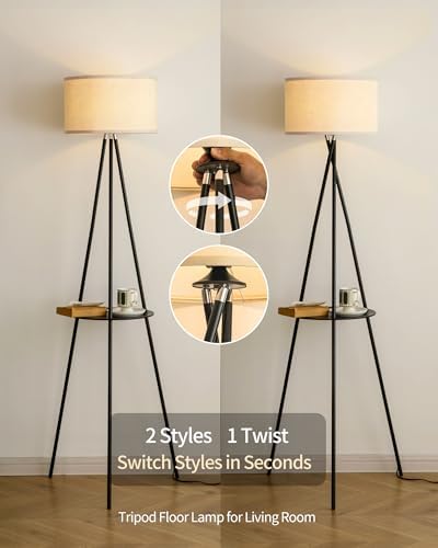 MODIVO Tripod Floor Lamp with Shelves and Flexibility