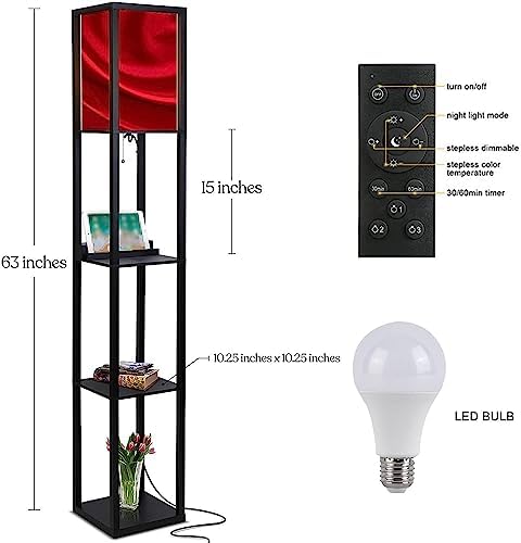 Modern Floor Lamp with Shelves USB Power Outlet