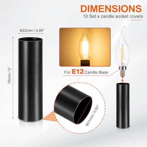 PATIKIL 3 Inch Tall Candle Covers Sleeves 10Pcs Metal E12 Chandelier Socket Holder