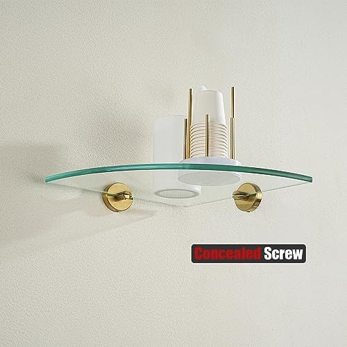 JQK Corner Glass Shelf Brushed Gold 2 Pack