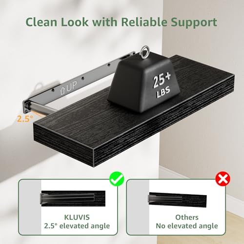 KLUVIS Bathroom Floating Shelves Over Toilet Storage Set of 3 Black