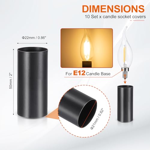 PATIKIL 2 Inch Tall Candle Covers Sleeves 10Pcs Metal E12 Chandelier Socket Holder